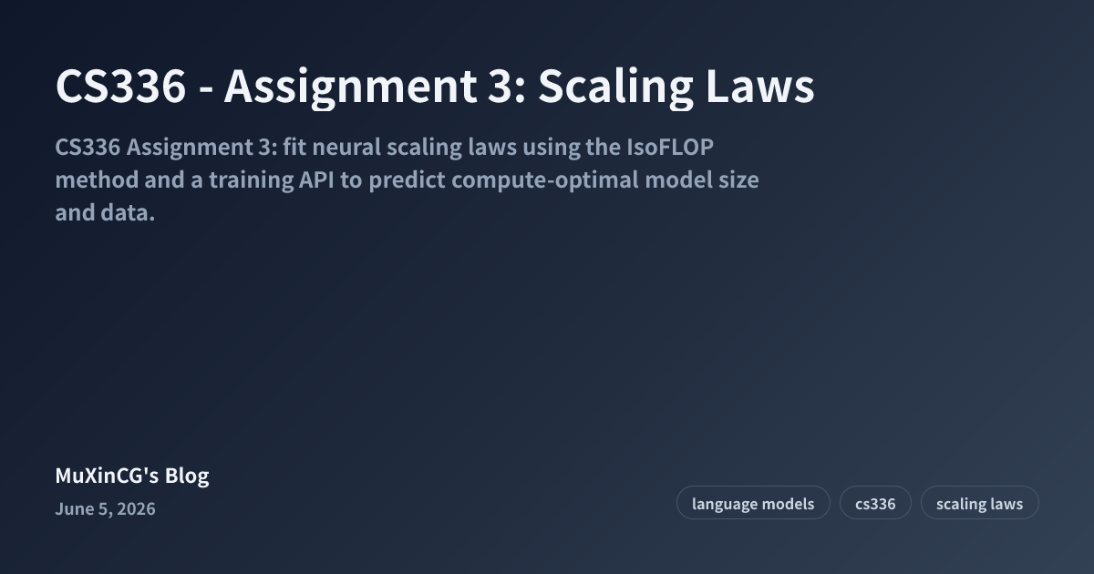 CS336 - Assignment 3: Scaling Laws • MuXinCG's Blog
